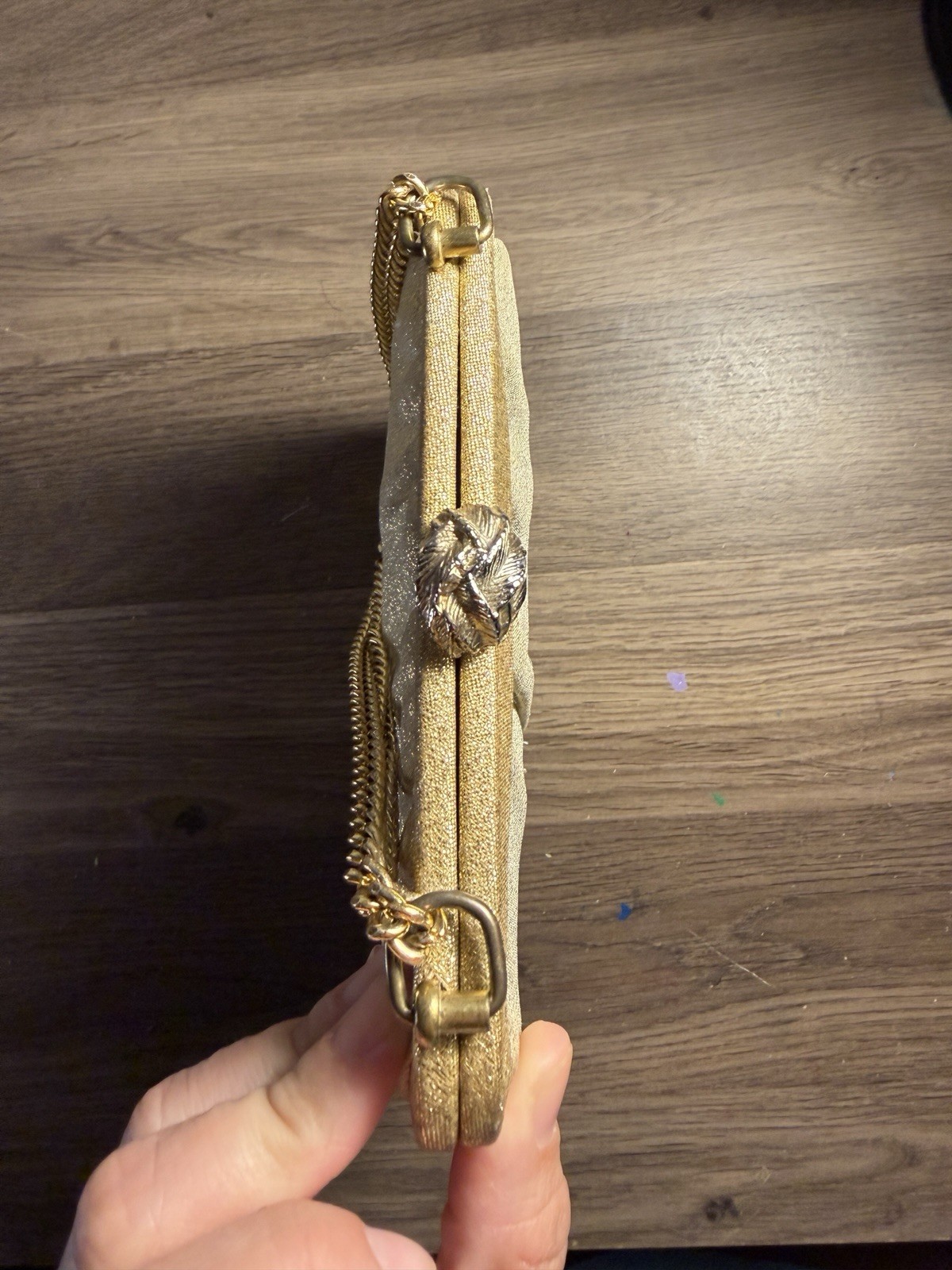 Vintage Gold Evening Bag Chain Strap Clutch Purse