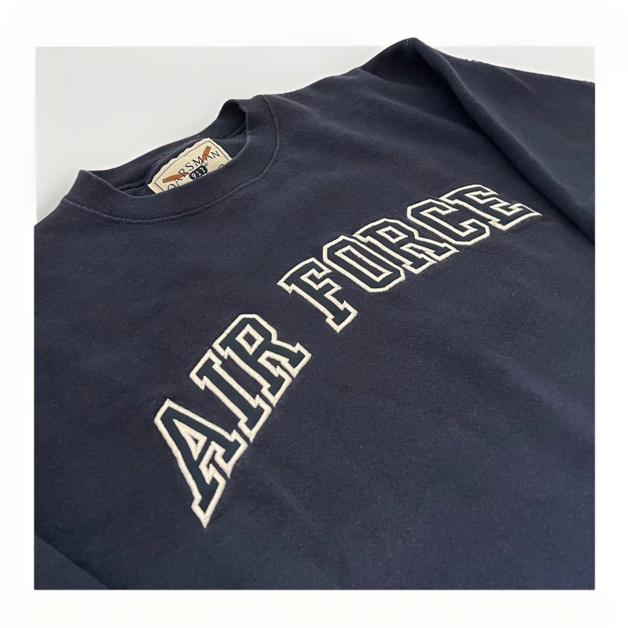 VTG Oarsman 913 Air Force Crewneck Sweatshirt L Navy Blue Embroidered USA