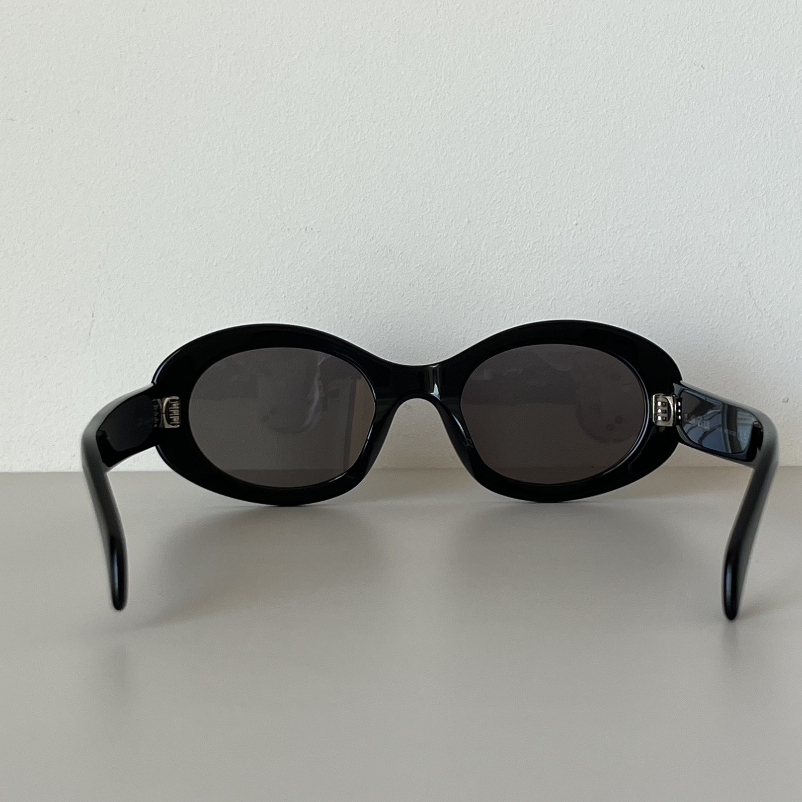 Celine CL40194 Triomphe Oval Shiny Black Sunglasses