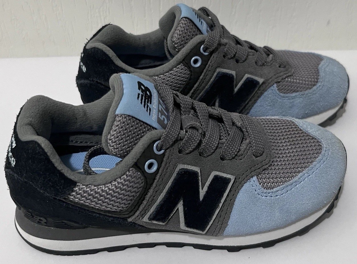 New Balance 574 11 US KID’s Low Top Lace-Up Sneakers Gray/Light Blue/Black
