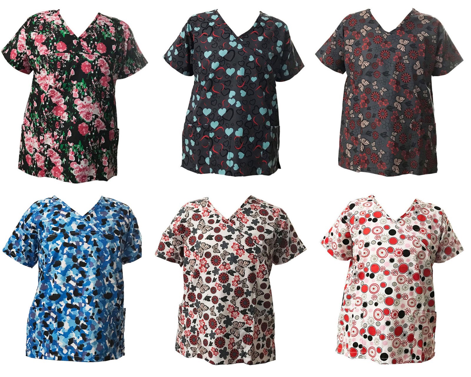 Life Line Women’s Fashion Nursing Scrub Tops Printed Medical Uniforms S-XL