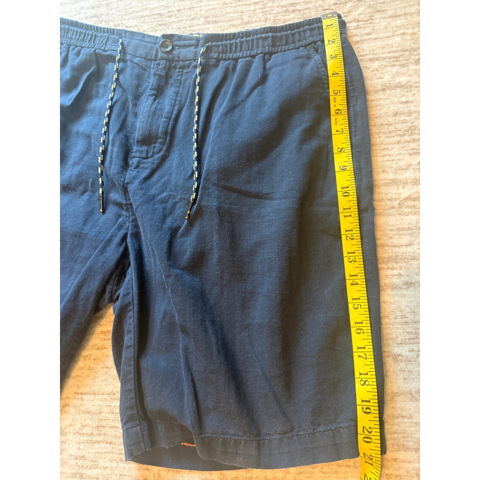 Scotch & Soda Blue Fave Linen Blend Elastic Waist Drawstring Shorts Men’s 38