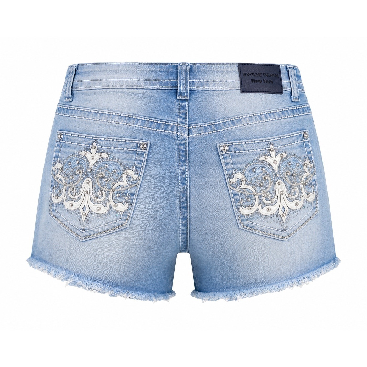 Evolve Denim New York Shorts Women 11 Blue Good Embroidered Rhinestone Y2K