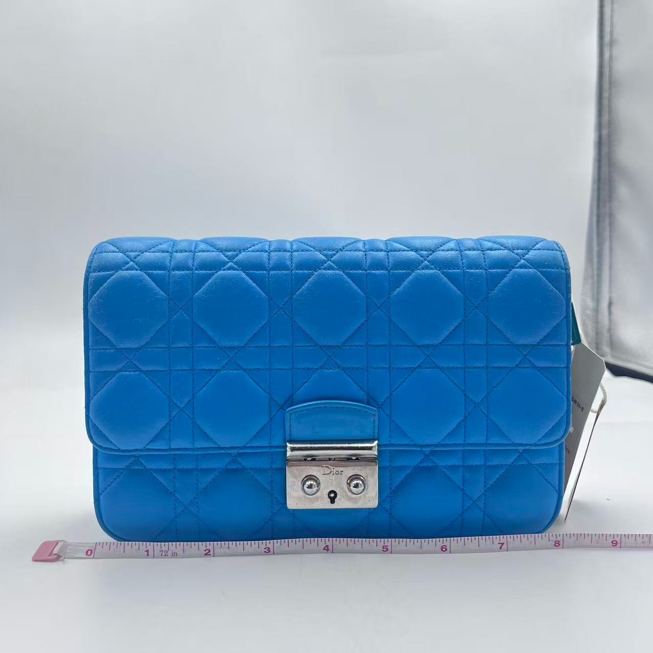 H2 Dior Miss Dior Blue Rattan Plaid Chain Mouth Bag H21489