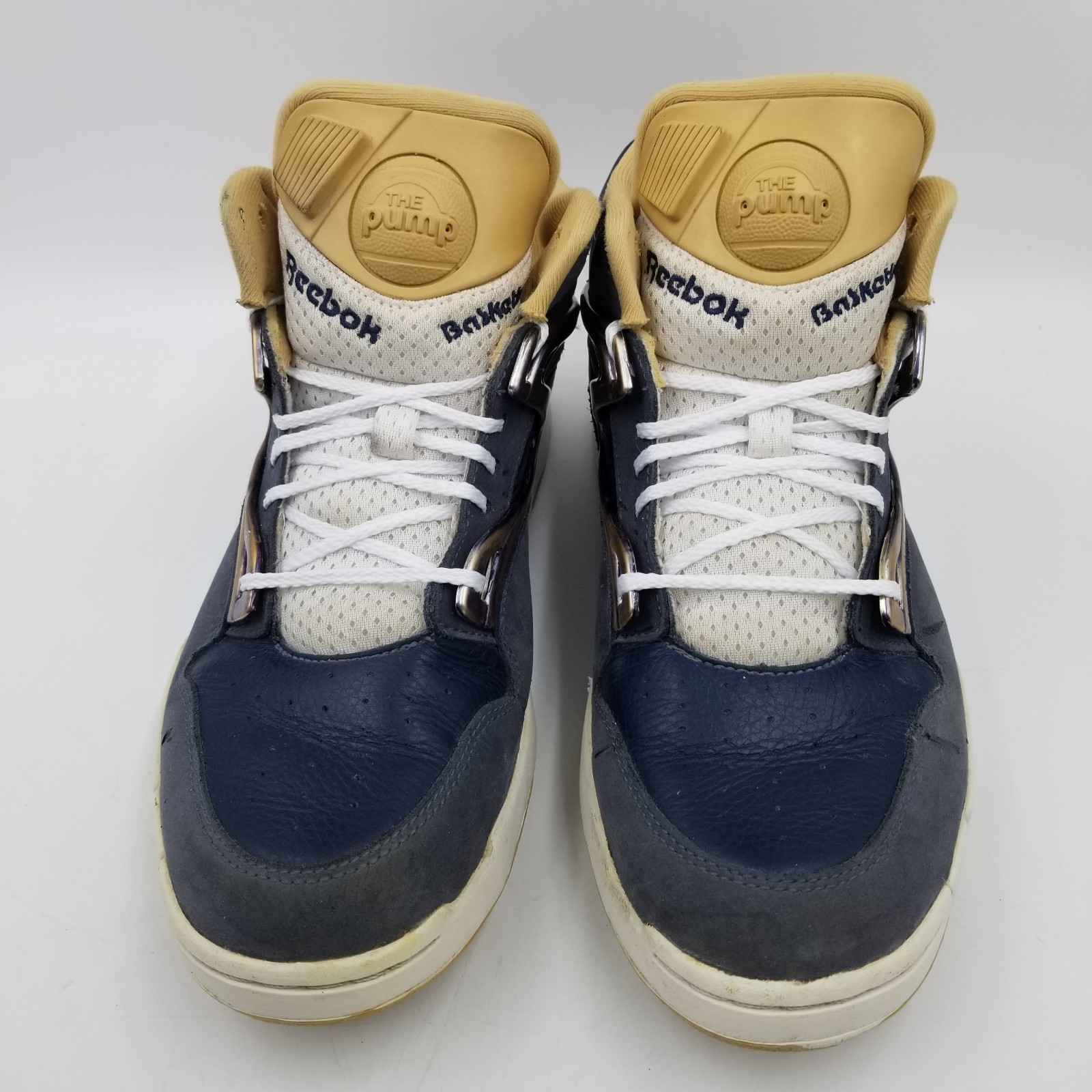 Reebok Pump Omni Lite “Navy Brass” Rare Mens 8.5 Blue Tan