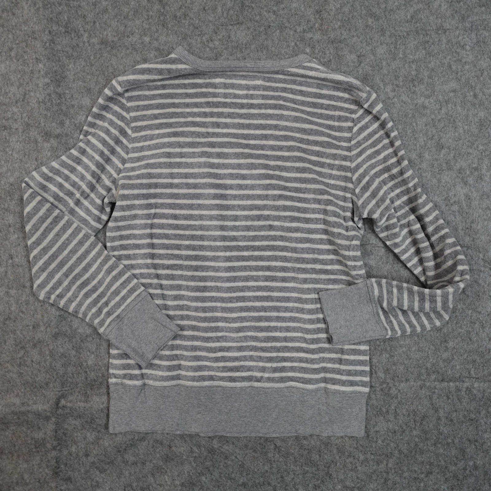 Schiesser Top Womens Extra Small Terry Crew Neck Long Sleeve Casual Striped Gray