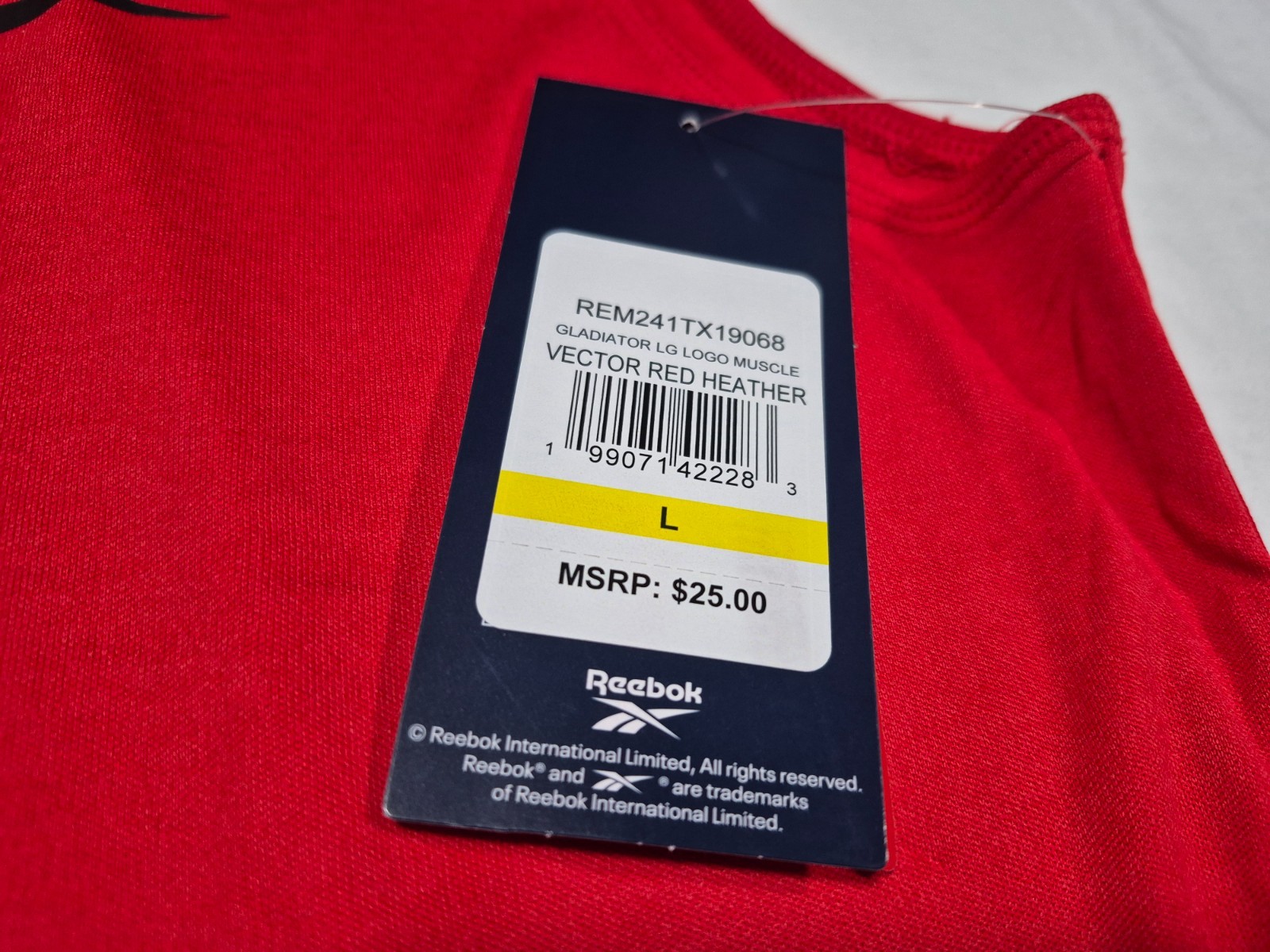 Reebok Mens Tank Athletic Muscle Gladiador logo top Red-Black Training