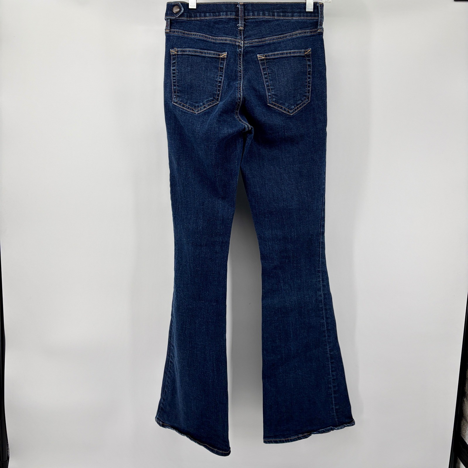 Gap 1969 Resolution Skinny Flare Jeans Blue 28r High Rise Side Zip Patch Pocket