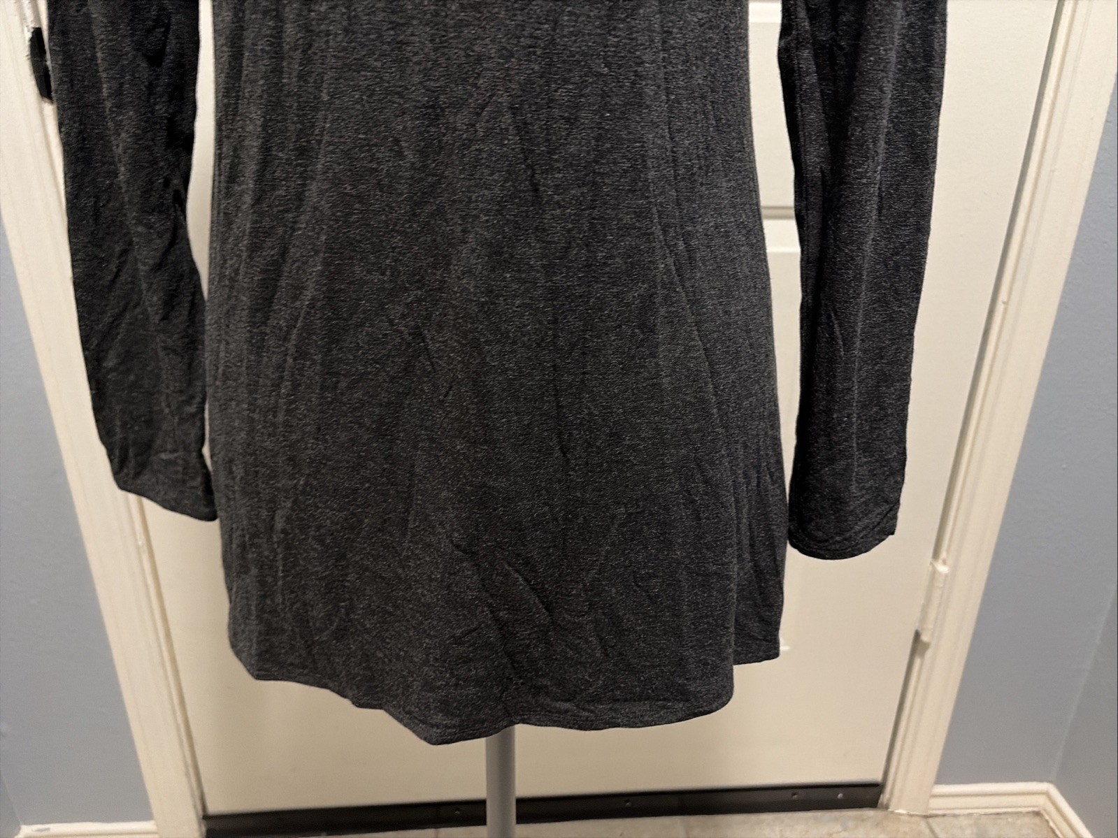 Eileen Fisher Tunic Top Womens Sz SP Dark Grey Turtleneck 95% Viscose 5% Spandex