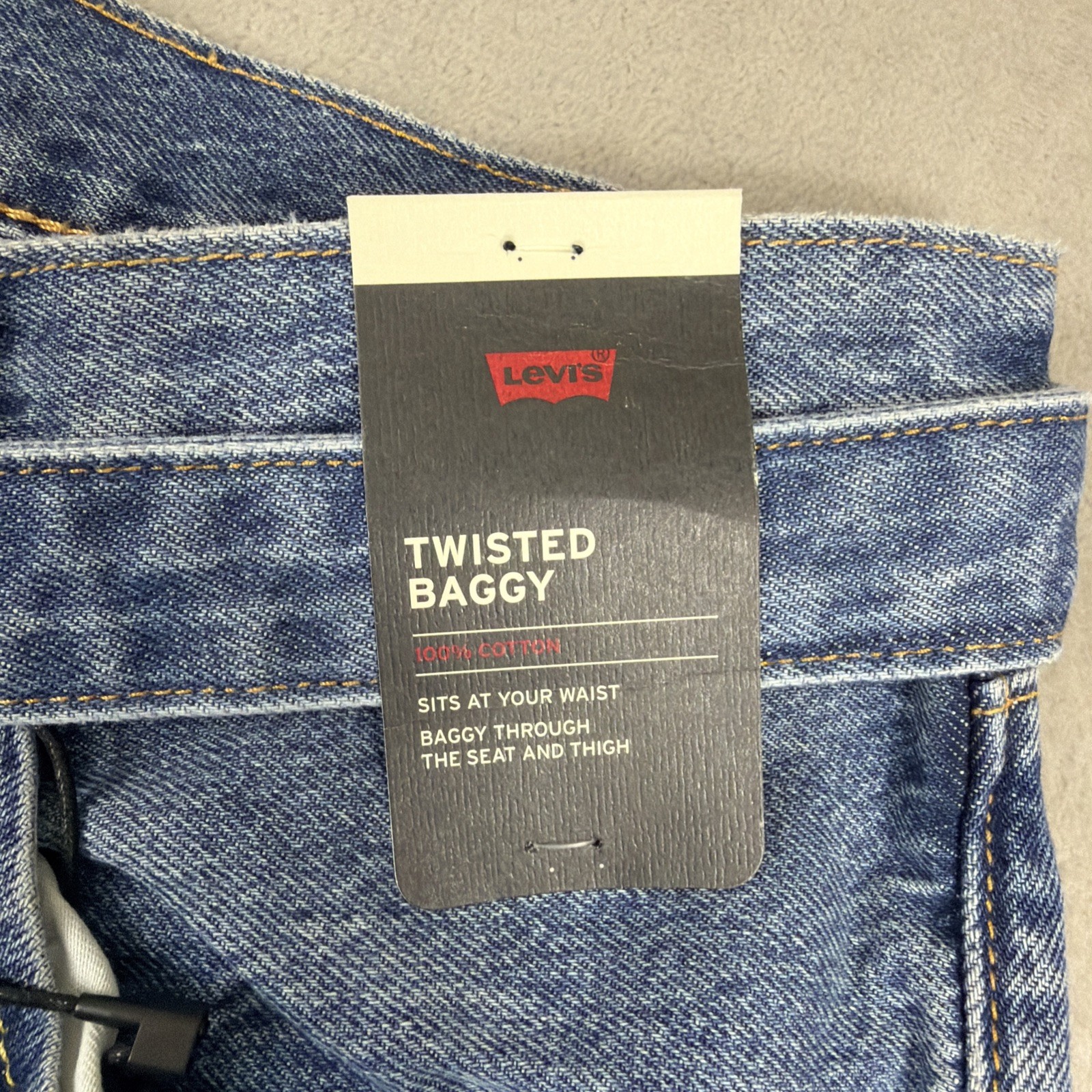 Levi’s Premium Twisted Baggy Jeans Men’s Size 34×30 Blue Medium Wash Belted