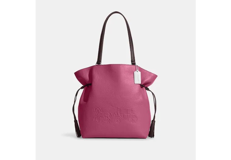 COACH Leather ANDY TOTE/Shoulder Bag w/Horse & Carriage Logo~Raspberry/Wine