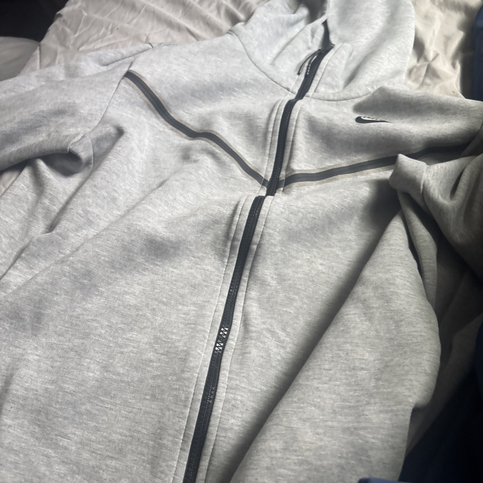 Nike Men’s Tech Windrunner Fleece Full Zip Hooded Jacket Size M Grey CU4489-063