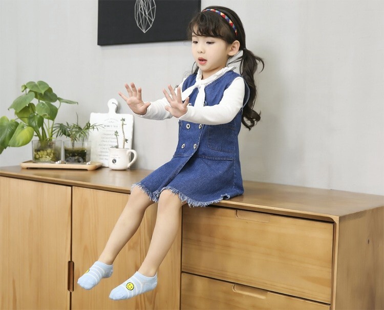 5 Pairs Socks Smile Face Hidden Sock Cotton Kids Ankle Socks(Random Color)