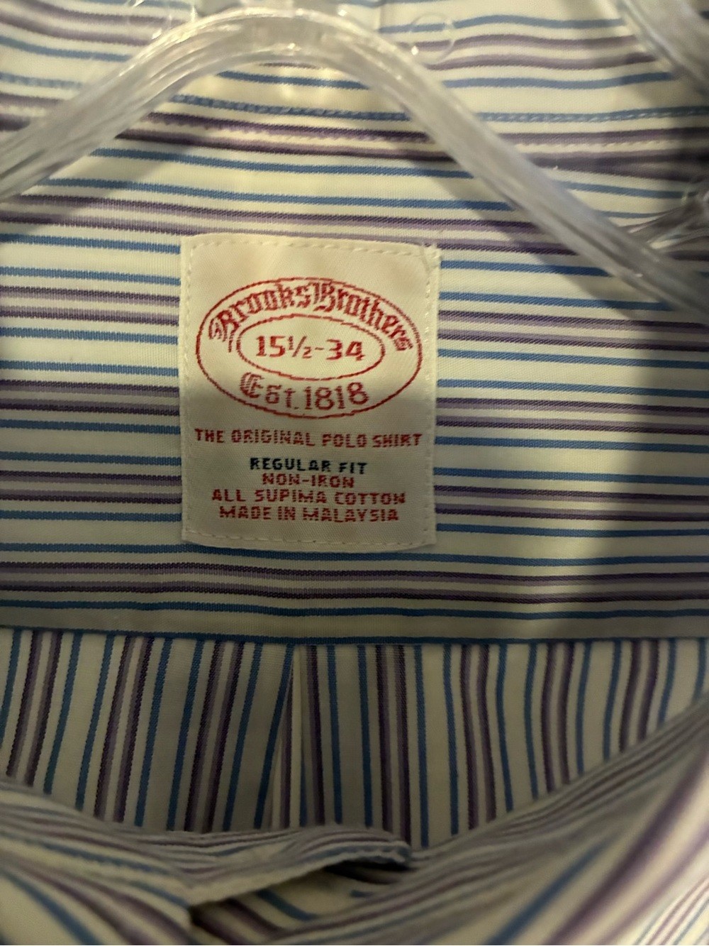 Brooks Brothers Blue and White Striped Button-Down Dress Shirt