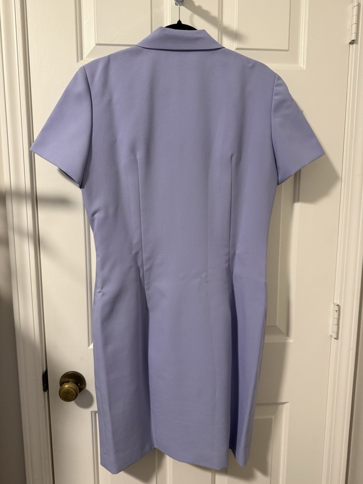 Casual Corner Purple/White Colorblock Collared Zip Sheath Knee Dress 12