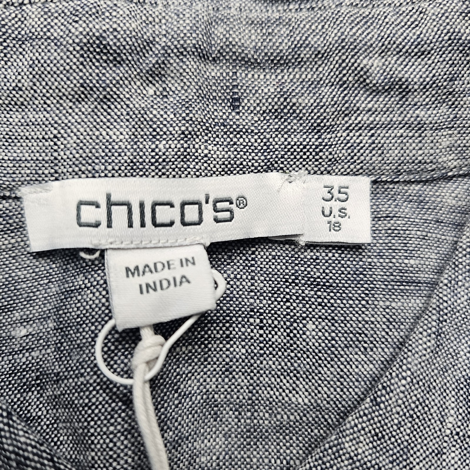 Chicos Linen Baloon Sleeve Shirt Size 3.5 (18) Classic Navy Blouse Cottagecore