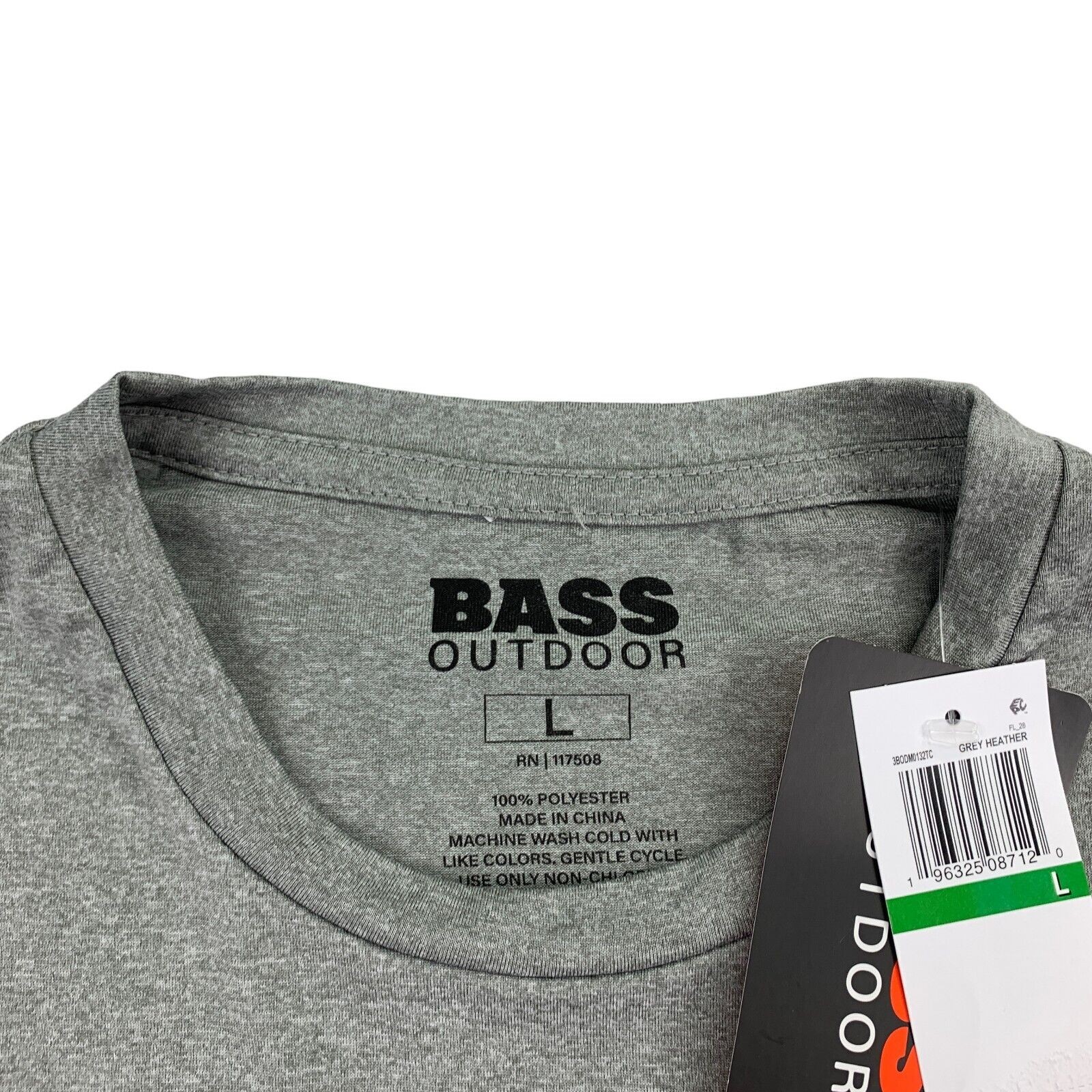 Bass Outdoor Mens Performance Logo Graphic Crewneck Short Sleeve T-Shirt Gray L