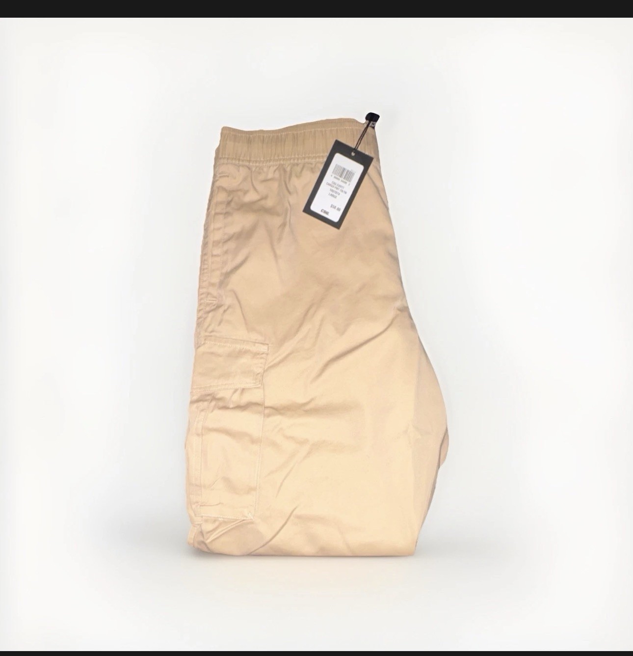 CSG Men’s Beige Cargo Pants L Regular Standard Fit Tapered Elastic SALE!