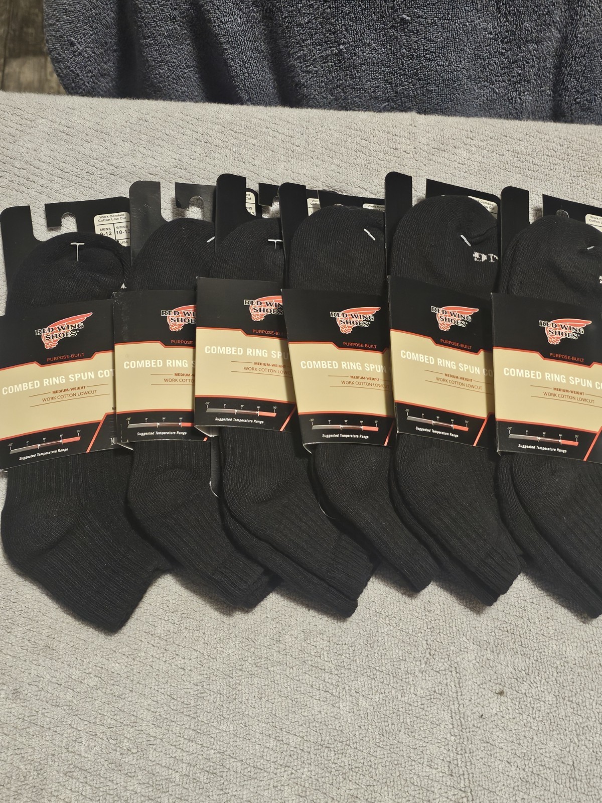 Red Wing Low Cut Work Socks.6 Pair Of LG Women’s 10-13 Mens 9-12 Black.