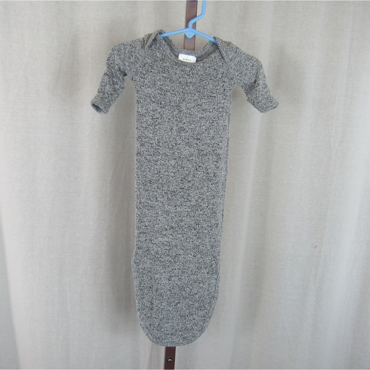 Aden + Anais 0-3 M Snuggle Knotted Newborn Baby Gown Heather Grey