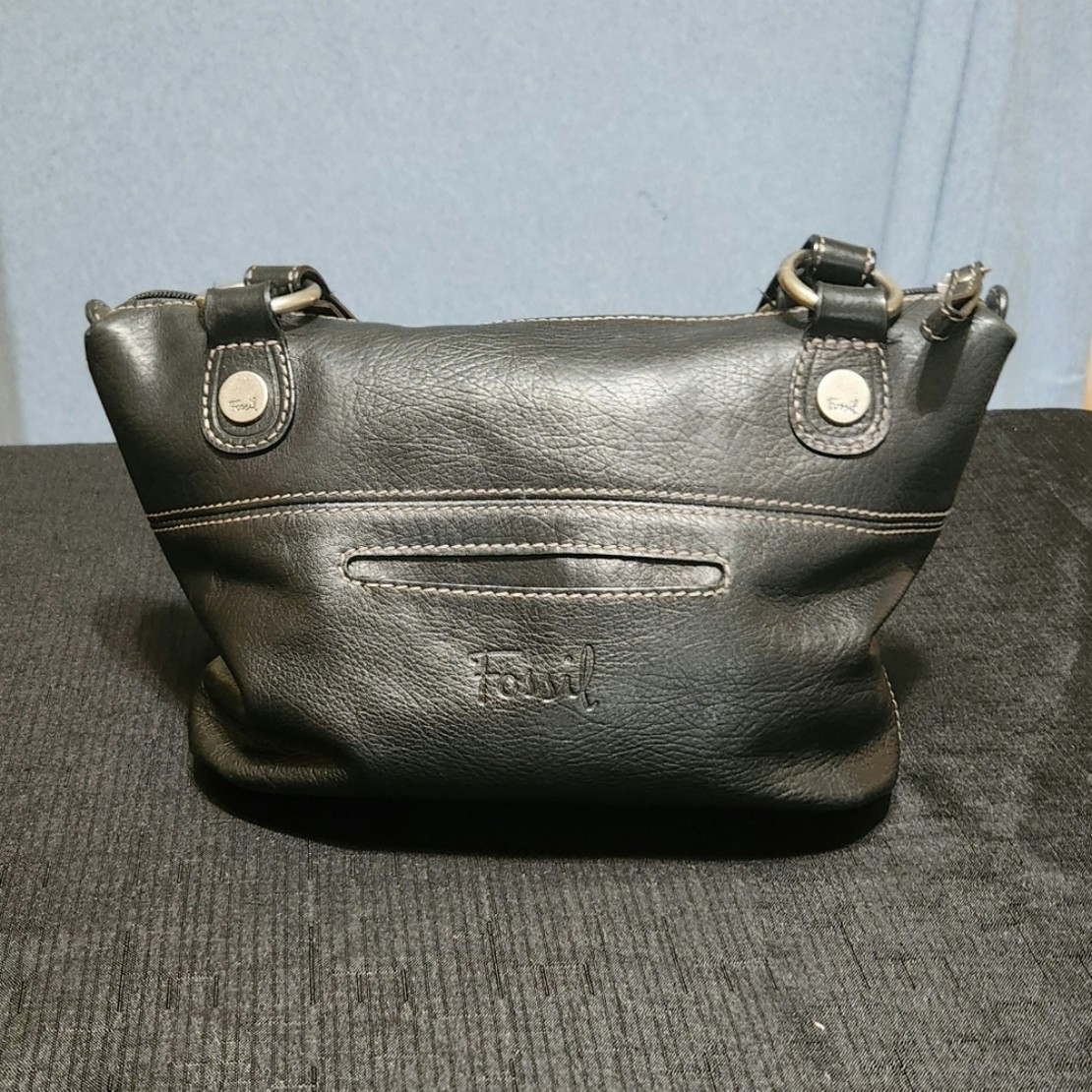 Fossil black leather shoulder bag