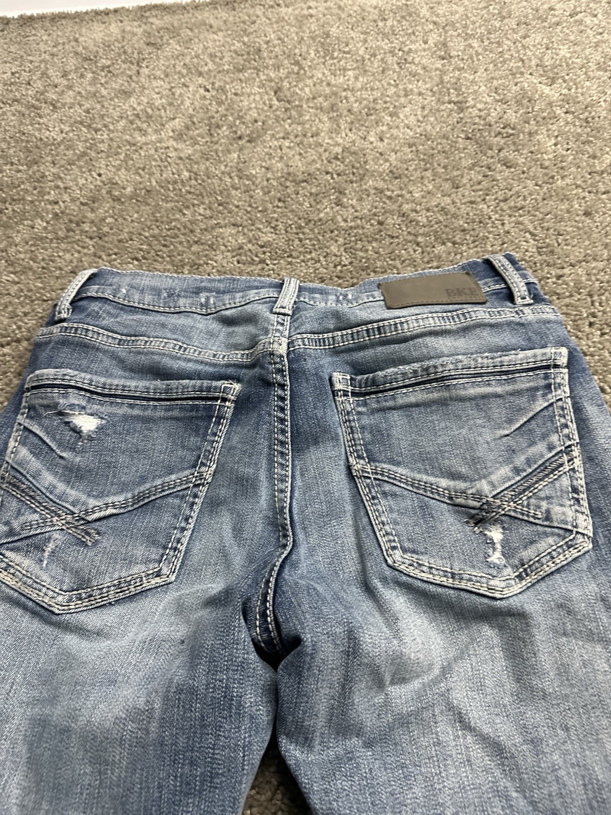 BKE Buckle Alec Straight Leg Jeans Men’s 31×32 Blue Stretch Denim Pants Distress