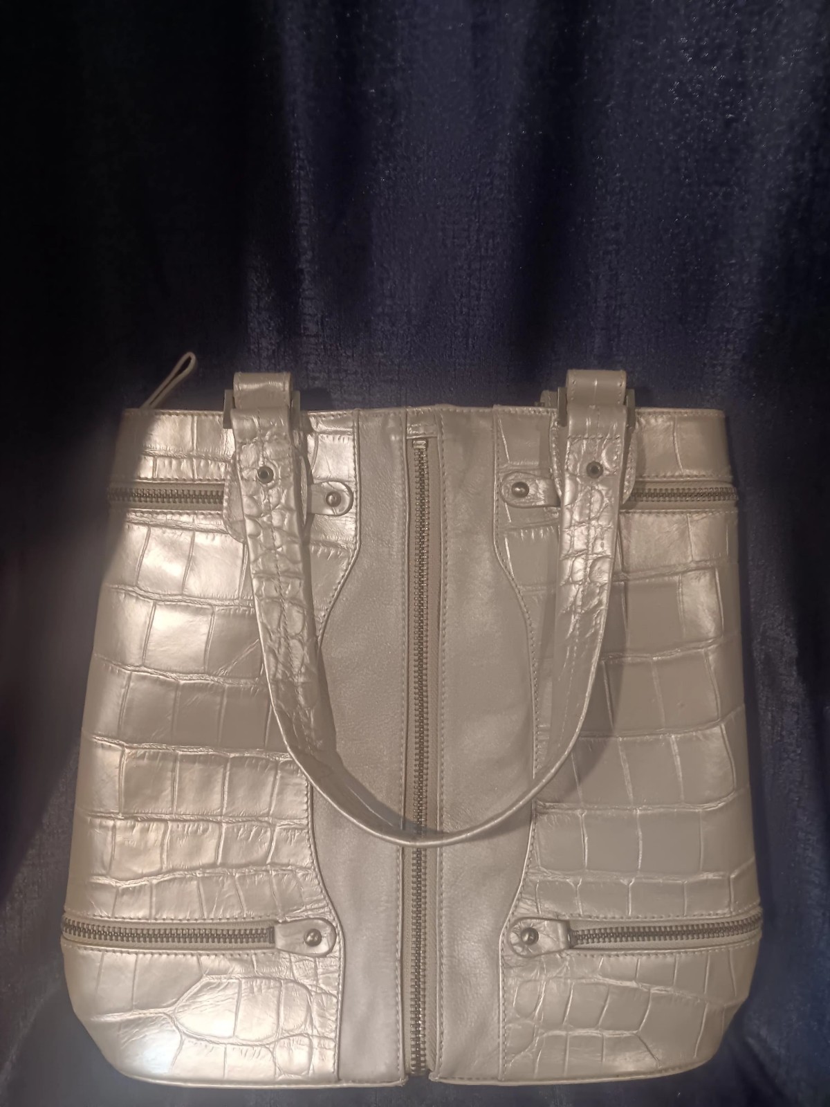 Michael Rome Designs Genuine Leather Crocodile Embossed Shoulder Bag