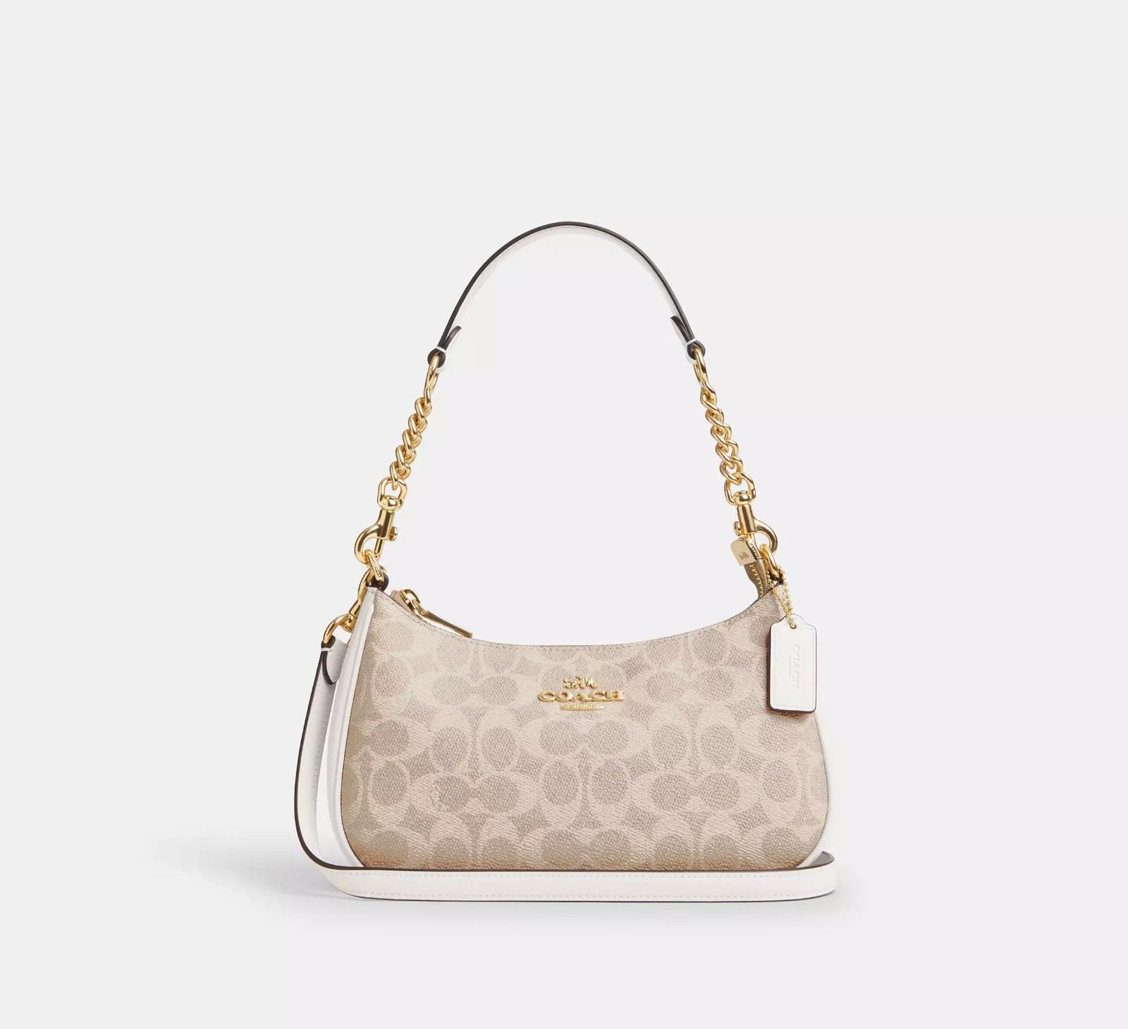 COACH Teri Shoulder Bag In Signature Canvas Gold/Sand/Chalk New Outlet