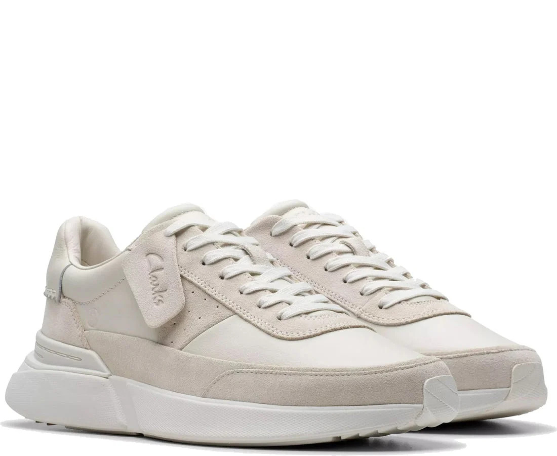Clarks Craft Pace Leisure Men’s White Leather Wedge Fashion Sneakers CL26179691