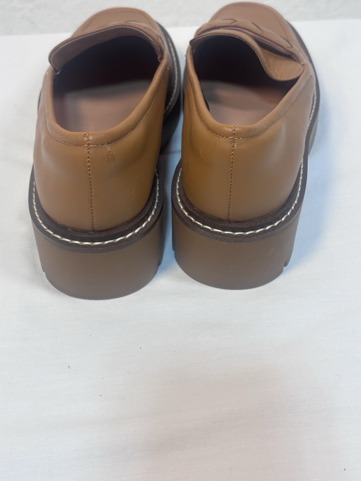 Women’s Nordstrom Cognac Notorie-Lea Chunky Lug Woven Platform Loafers Sz 6.5