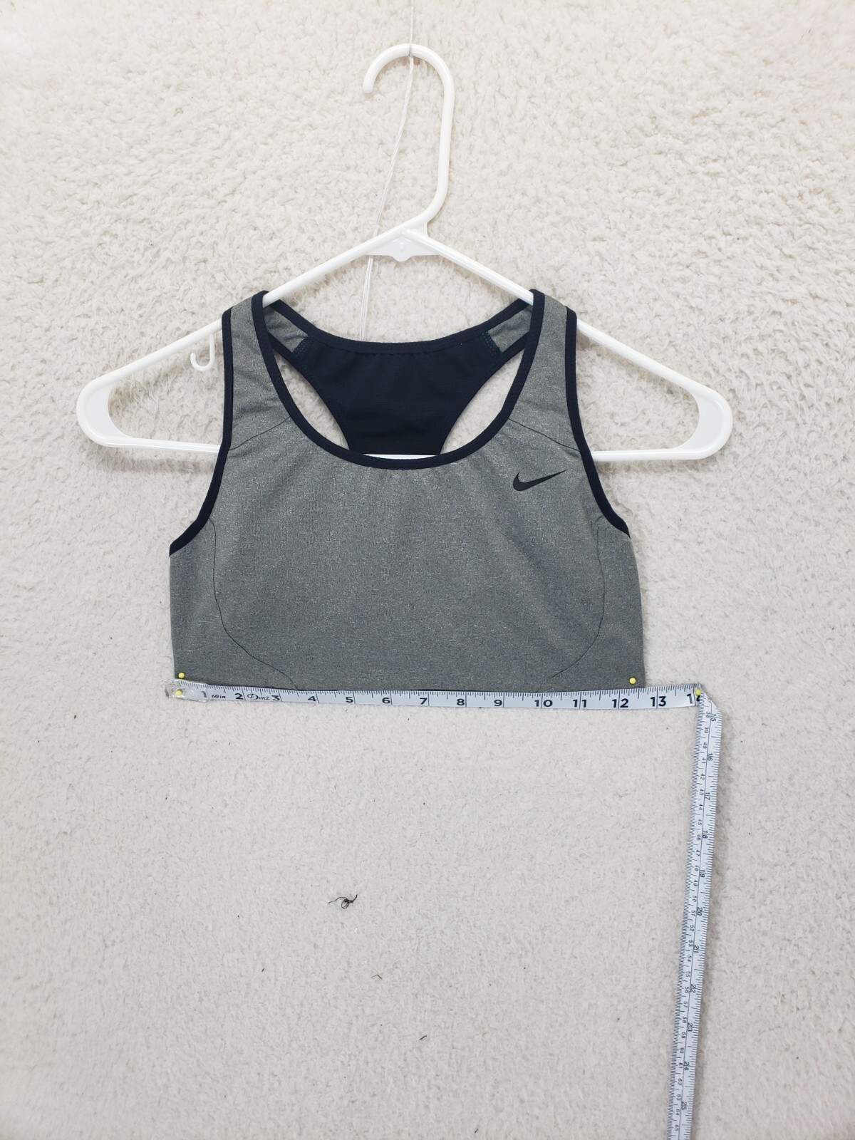 Nike Dri Fit Women Bra Small Gray Black Poly Blend Racerback Active Sport Bra