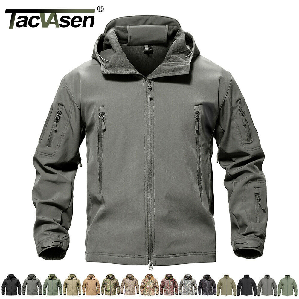 TACVASEN Waterproof Tactical Soft Shell Men Jacket Coat Army Windbreaker Outdoor