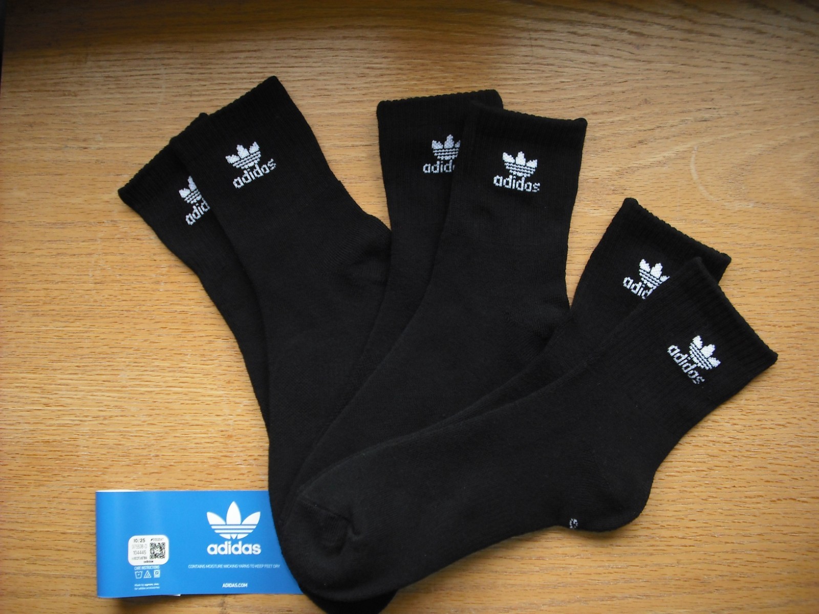 Mens NWT Adidas 3.5″ High Quarter Ankle Socks 3prs Black TREFOIL Cushioned Sz:L