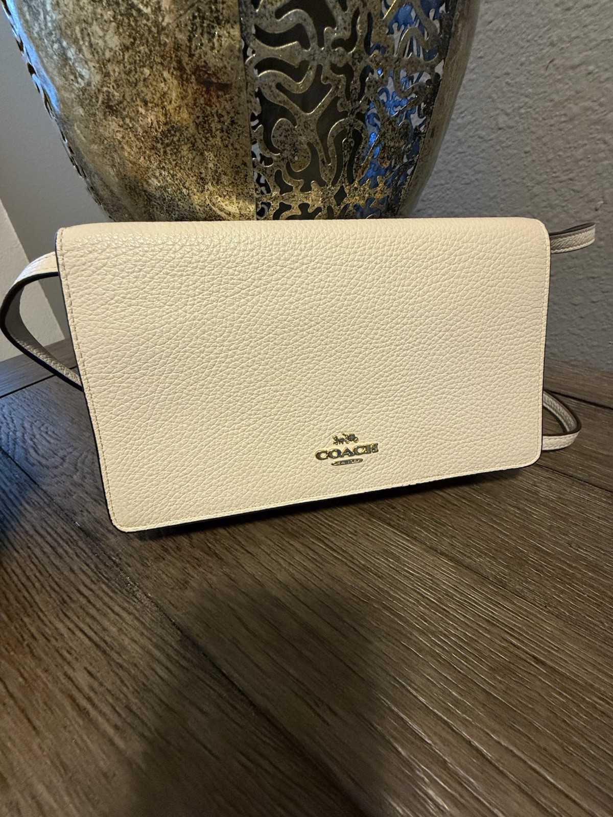 🤍 COACH Slim Crossbody & Clutch Pebble Leather Bag Chalk White – CAT21 – NWT