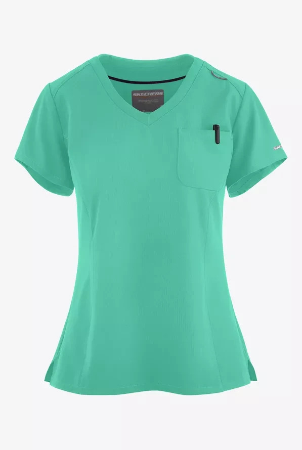 SKECHERS WOMEN 1- POCKET SCRUB TOP IN LIGHT JADE IN ALL SIZES STYLE # SKT147 NWT