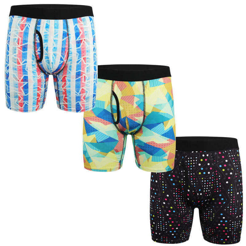 3 PACK Mens Long Leg Boxer Shorts Anti Chafing Underwear Comfort Briefs Trunks