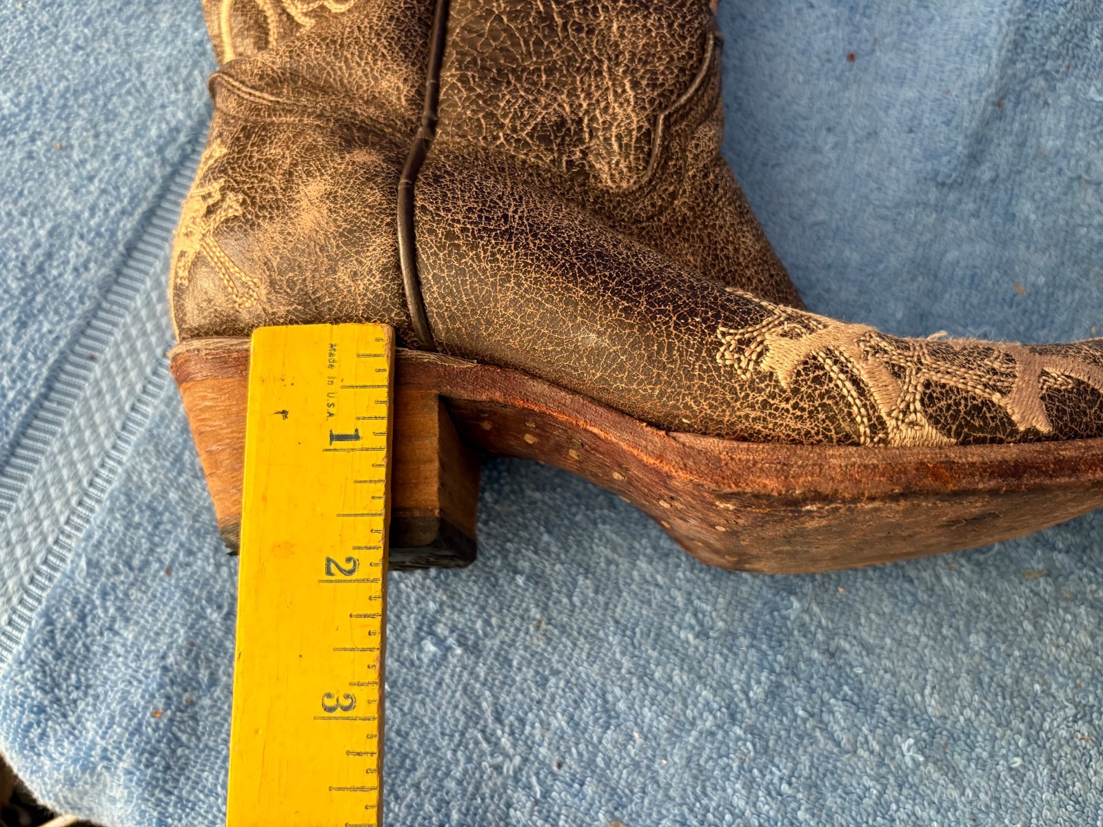Circle G L5038 Leather Western Embroidered Cross Snip Toe Boots Women’s 7M