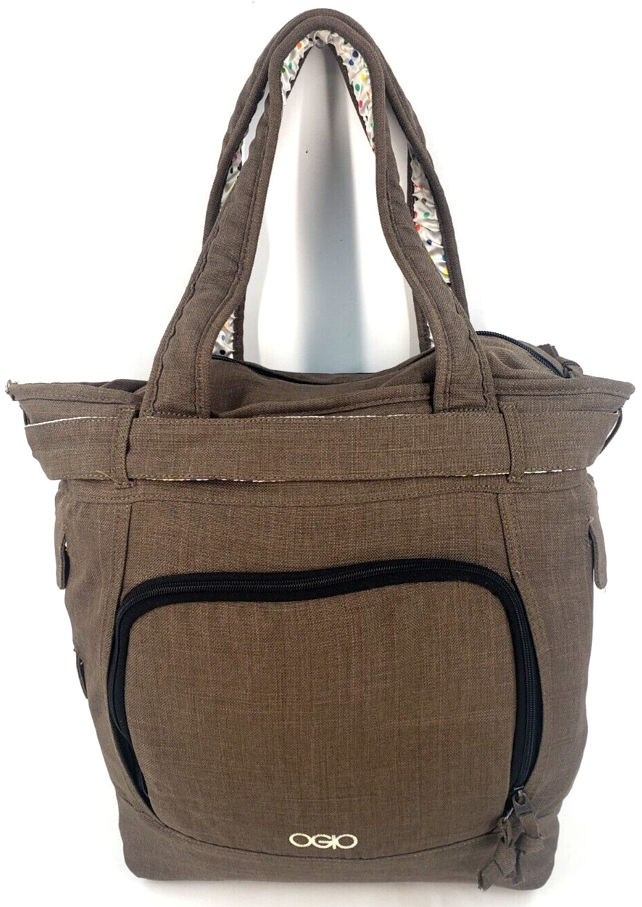 OGIO Womens Multi-Functional Laptop Bag Organizer Tote Bag Green Brown Polyester