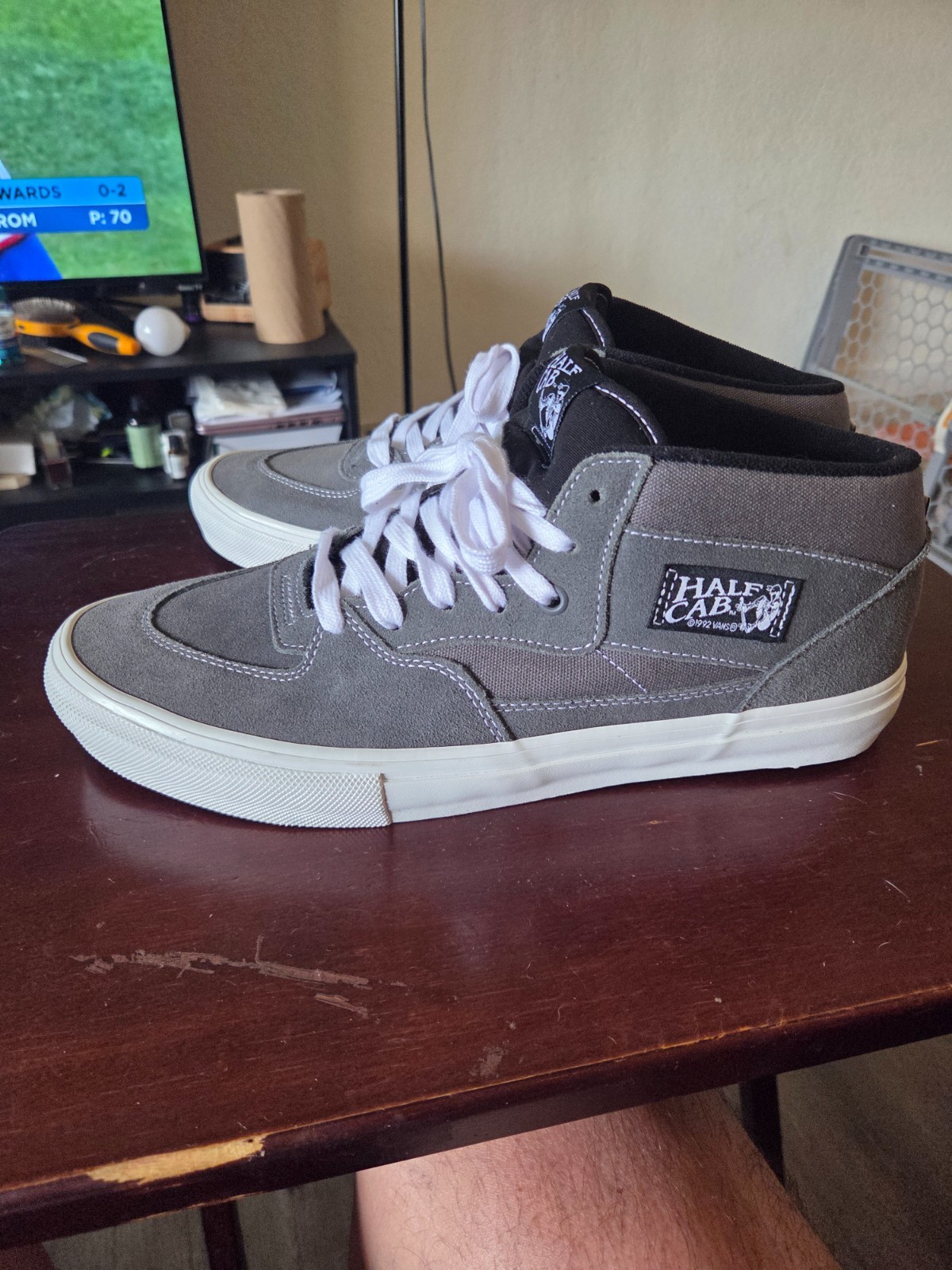 Vans Skate Half Cab Grey/White US Men’s 12 VN0A5FCD1XM. Excellent condition.