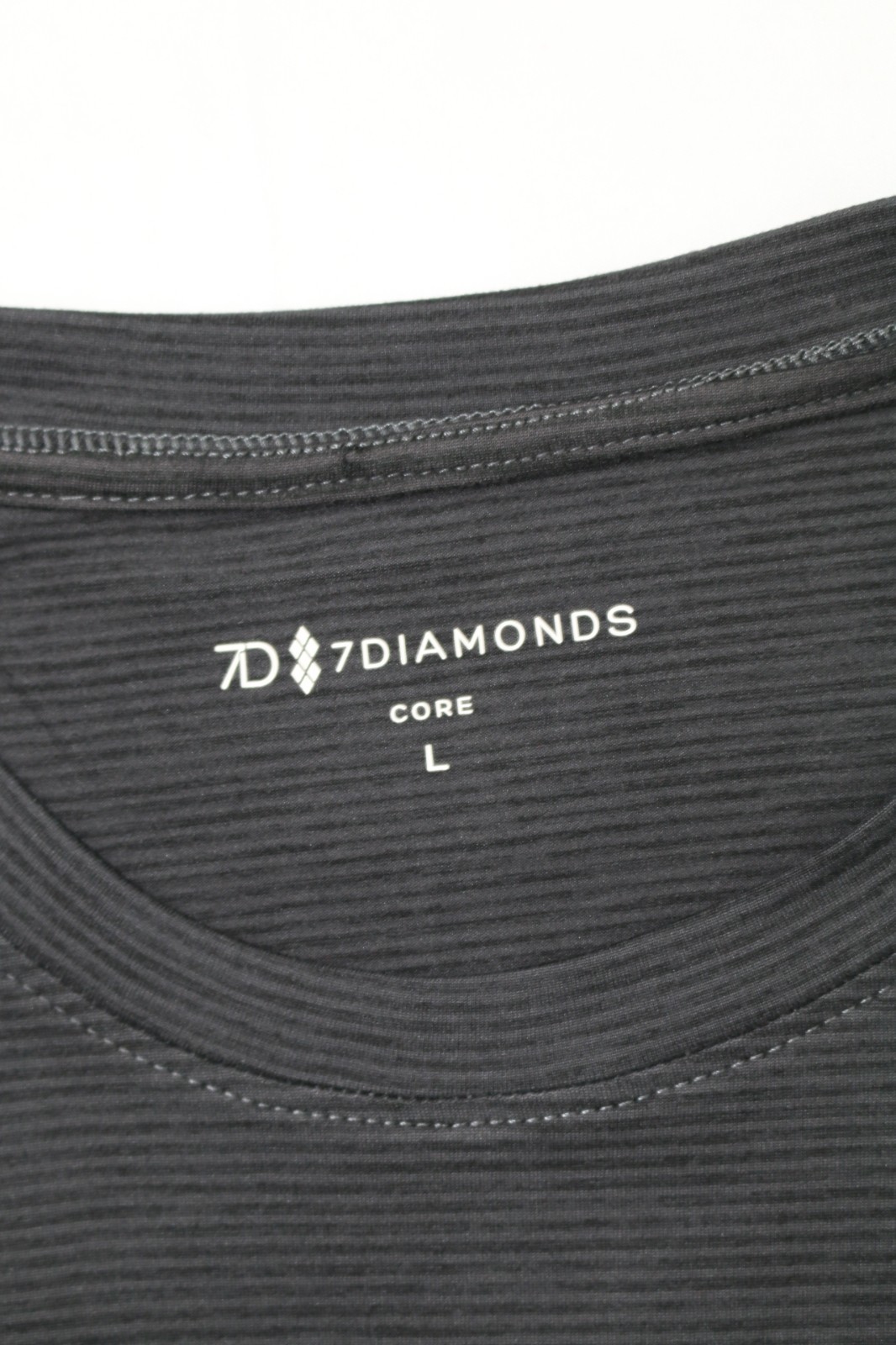 7 Diamonds Mens Core Crew Neck StripedTee Charcoal L 4-Way Stretch Quick Dry