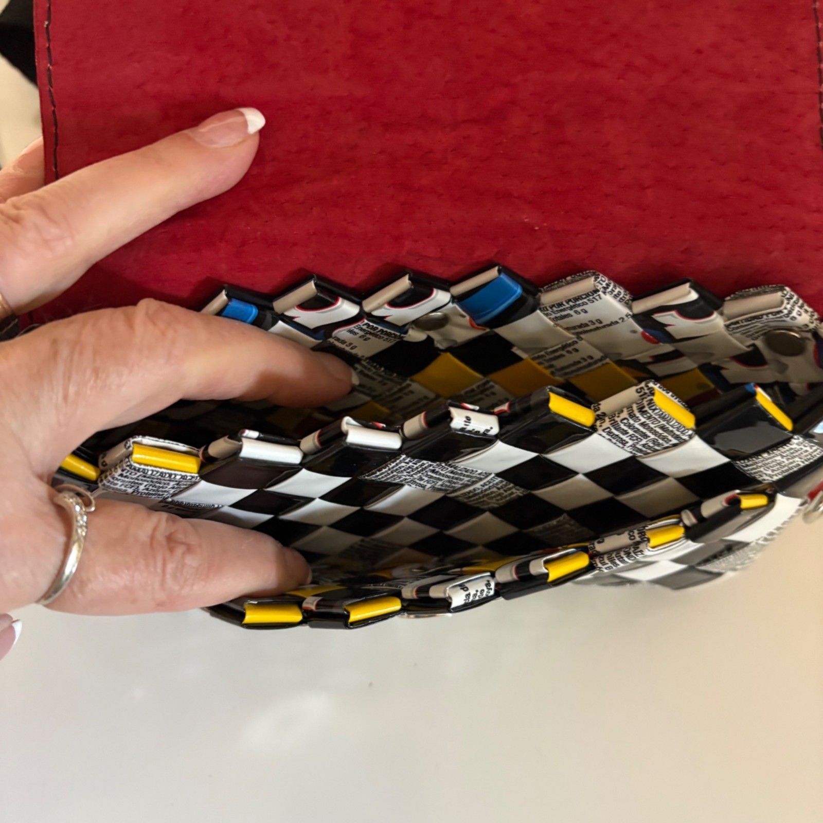 Nahui Ollin Wrapper Purse Small Black White Red Crossbody Indie Artisan Playful