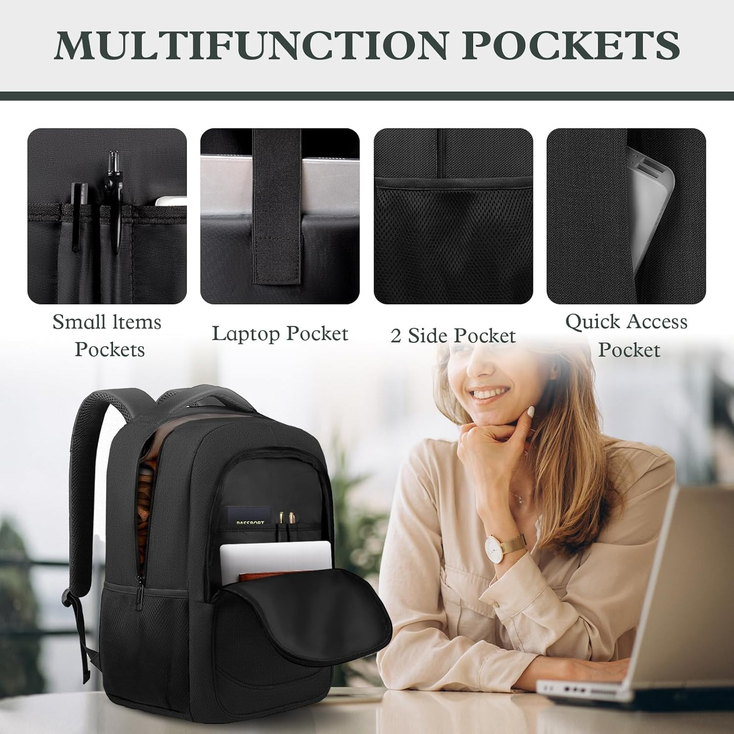 Travel Laptop Backpack 17 Inch, Sturdy Professional Travel Backpack for Men Wome