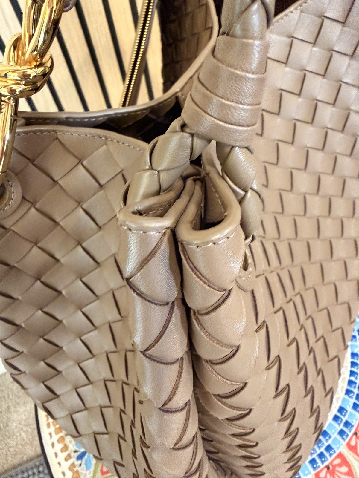 Bottega Veneta Intrecciato Large Parachute Shoulder Bag Pinecone