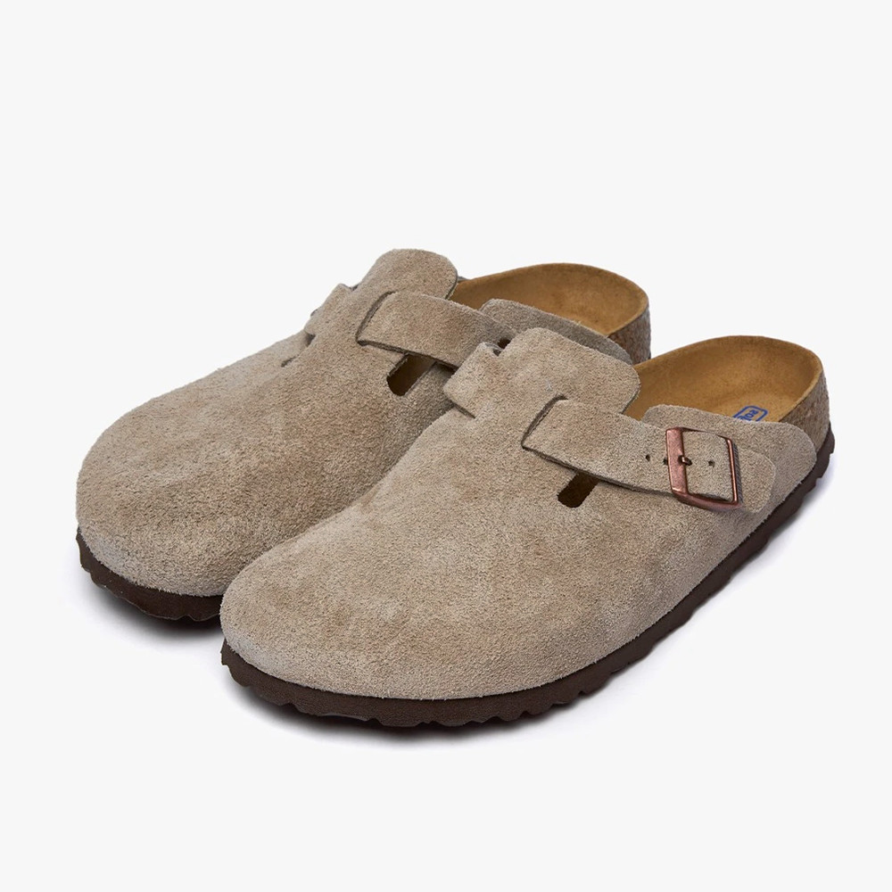 Birkenstock Boston Suede Taupe Soft Footbed Clogs Women’s Shoes Medium/Narrow