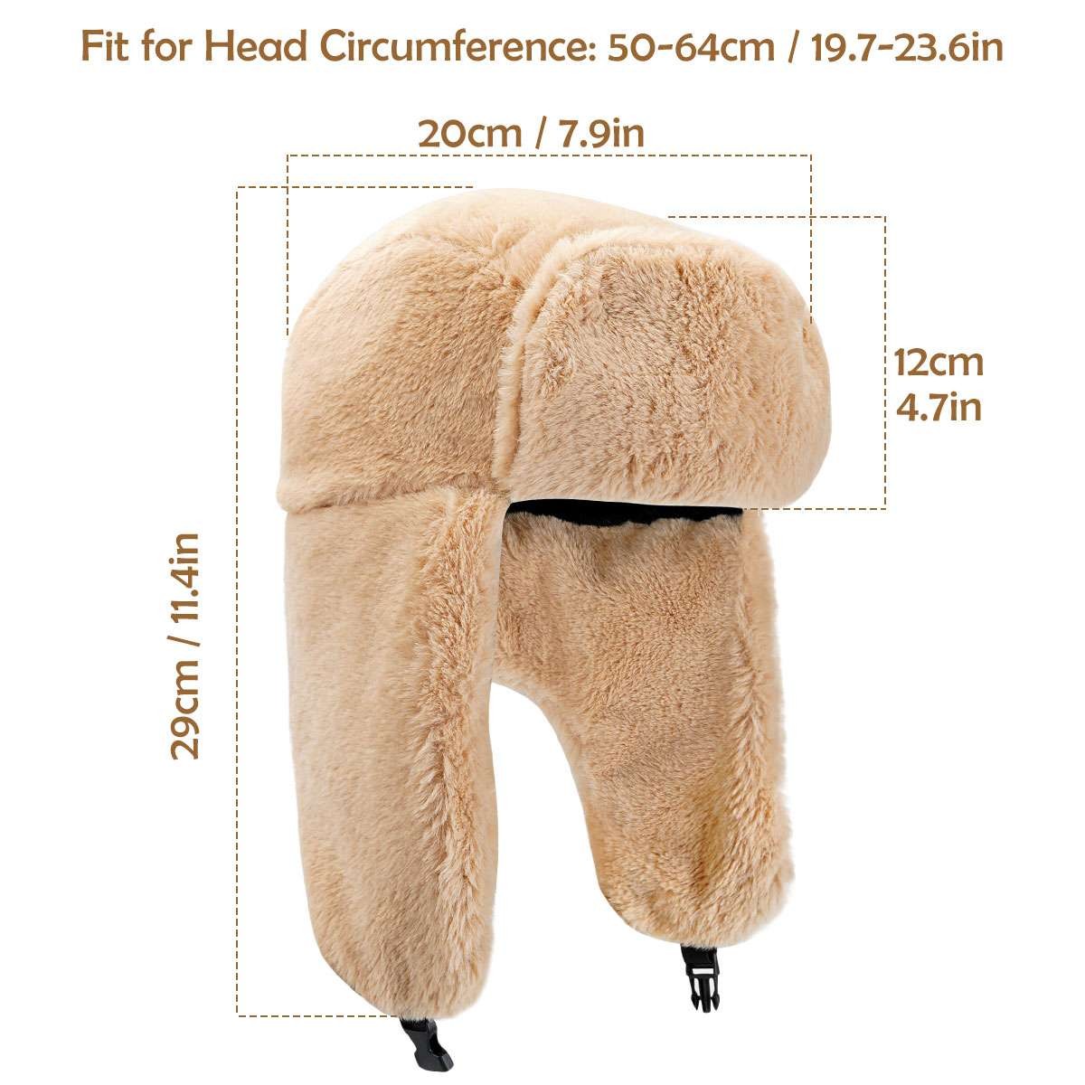 Winter Warm Hat with Ear Flaps Russian Ushanka Aviator Ski Cap for Men Women