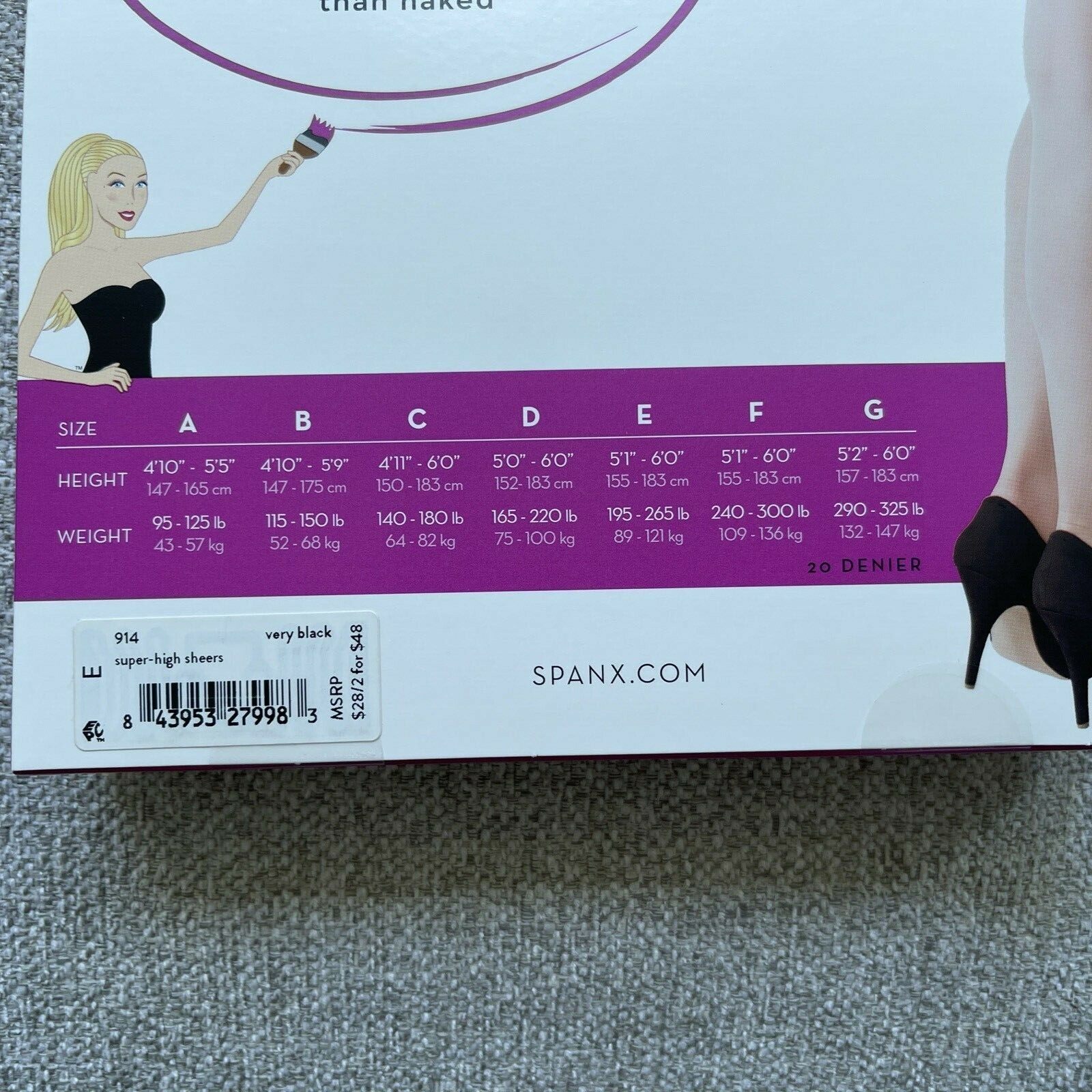 Spanx In Power Line Super High Waisted Sheers 914 Size D E F G Black New in box