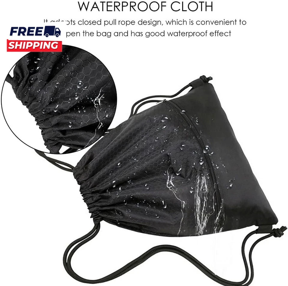 Drawstring Backpack Bag Waterproof Draw String Back Sack with Zip Pocket