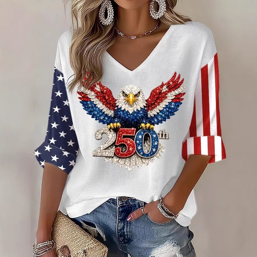 USA 250th Anniversary Women Shirt 1776 Patriotic 4th of July Blouse Gift