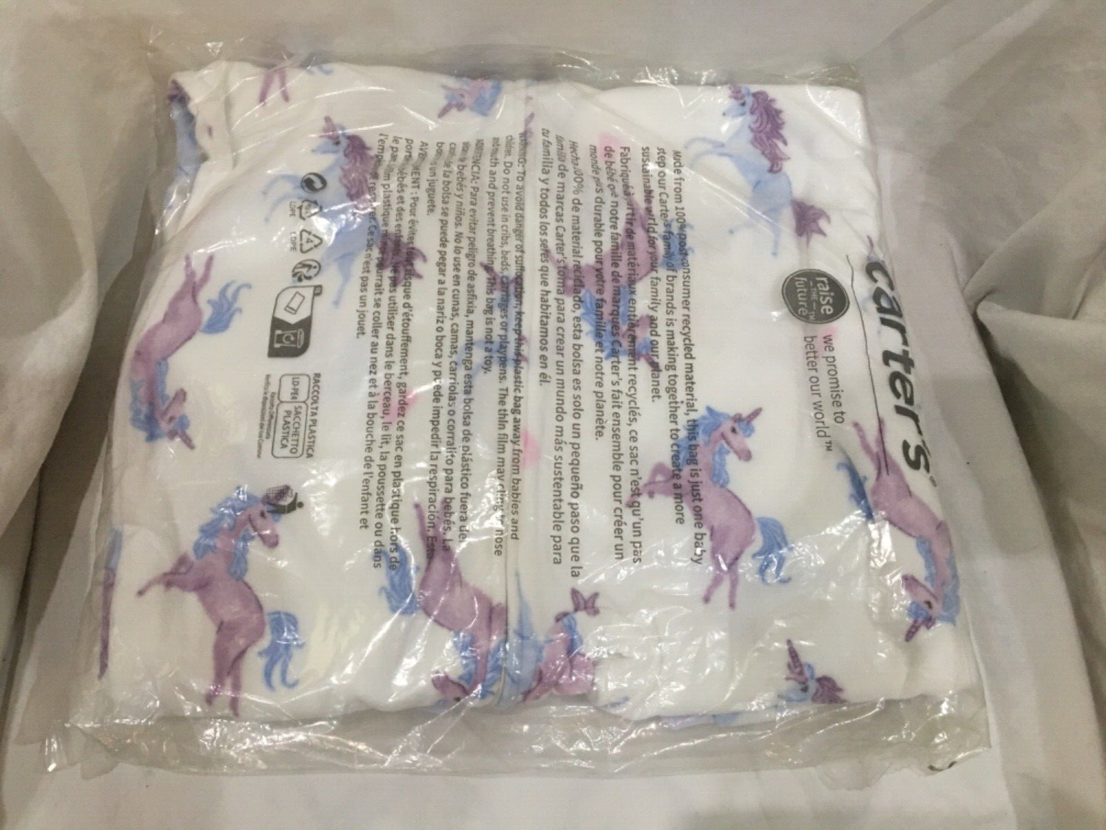 New Carter’s Kid Girls 1-Piece Unicorn Fleece Footie Pajamas White many sizes