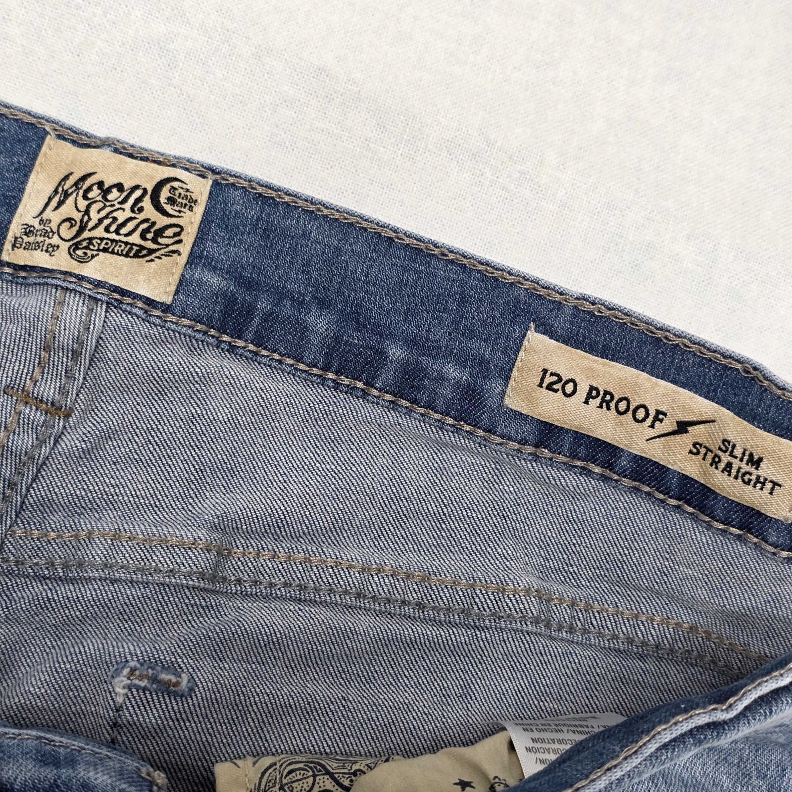 Moon Shine Spirit Mens 34×30 120 Proof Slim Straight Jeans Brad Paisley